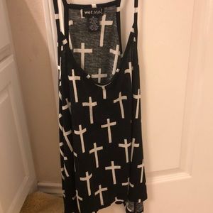 Black and white cross tank top